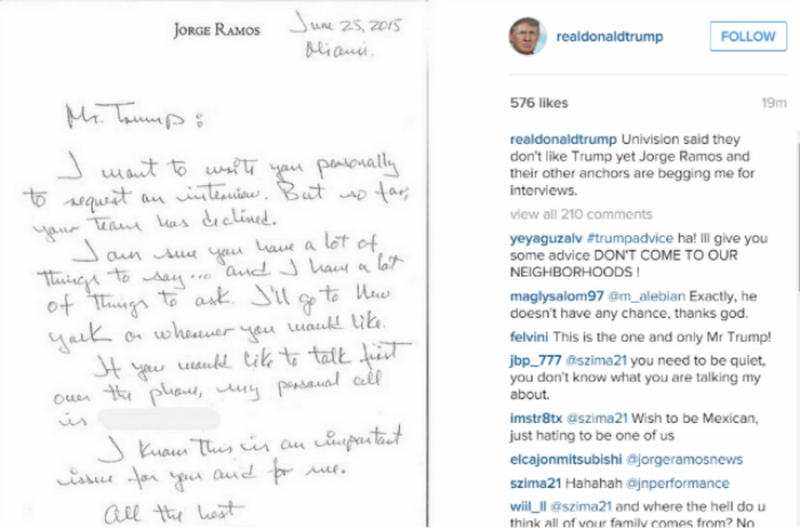 Illustration for article titled Jorge Ramos Asks to Interview Donald Trump, Trump Responds Trumpishly